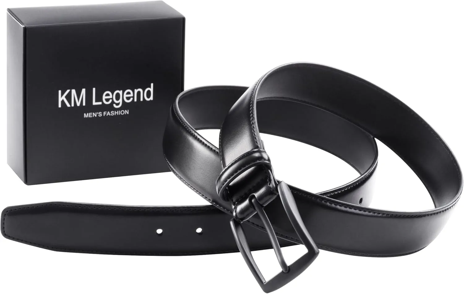 KM Legend Mens Leather Dress Belt for Work Business and Casual