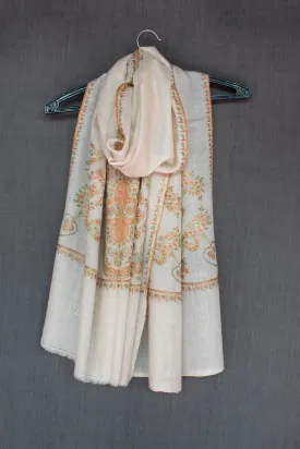 LABOR DAY SALE Indiana Kashmir Scarf, Pashmina Wrap, Pure Cashmere, Hand Embroidery, Handwoven, 28x80"
