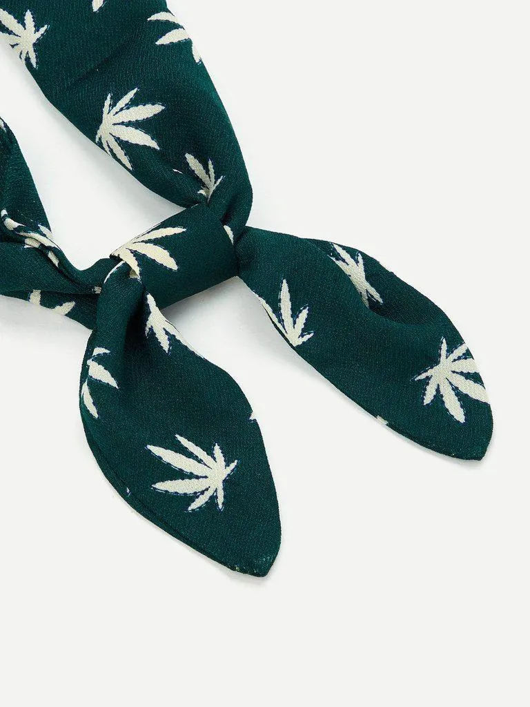 Leaf Printed Skinny Scarf