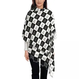 Master Mason Blue Lodge Scarf - Printed Checkered Pattern