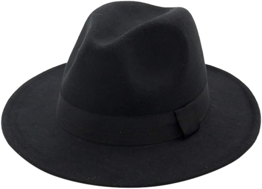 Men's Wide Brim Fedora Hats Classic Panama Hat Two Tone Dress Hat with Belt Buckle for Women and Men