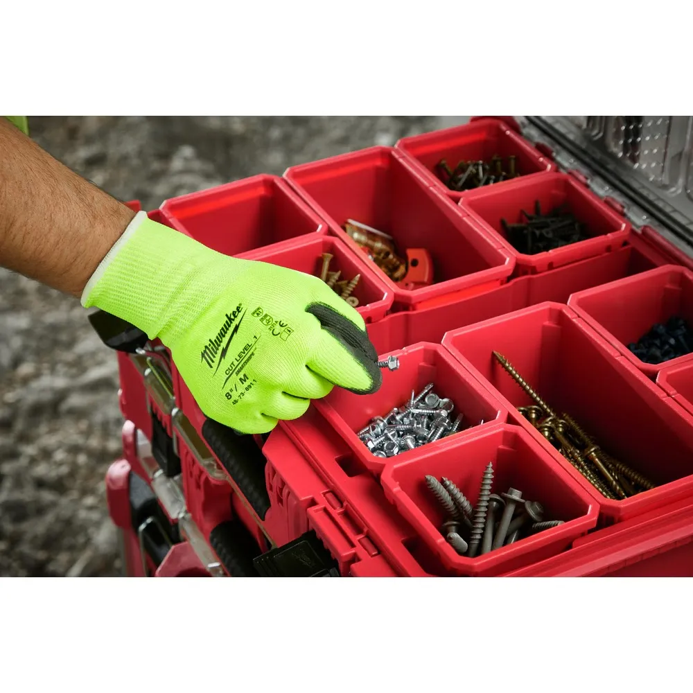 Milwaukee 48-73-8932B 12PK High Visibility Cut Level 3 Polyurethane Dipped Safety Gloves - Large