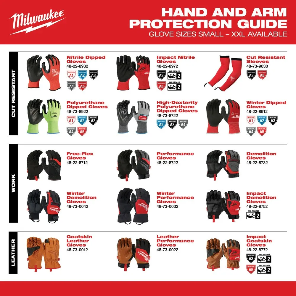 Milwaukee 48-73-8932B 12PK High Visibility Cut Level 3 Polyurethane Dipped Safety Gloves - Large