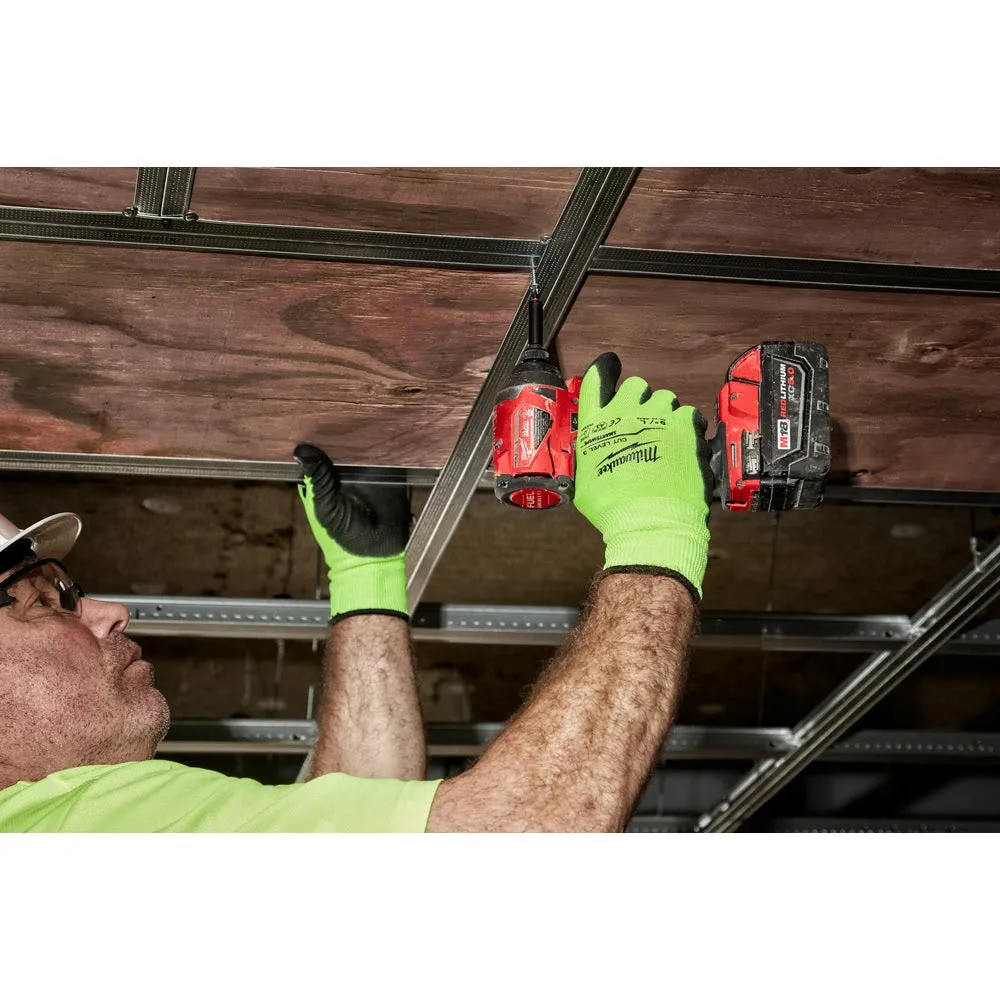 Milwaukee 48-73-8932B 12PK High Visibility Cut Level 3 Polyurethane Dipped Safety Gloves - Large