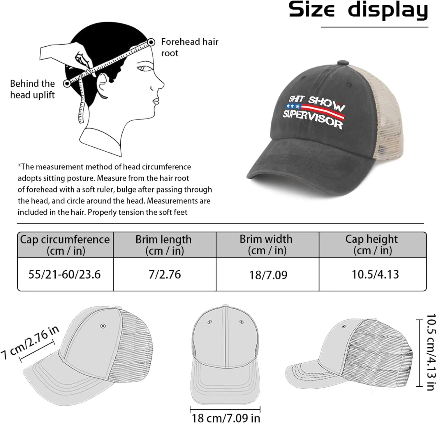 OOMOO Meme caps for Men Shit Show Supervisor Cap Meme Gifts for Men