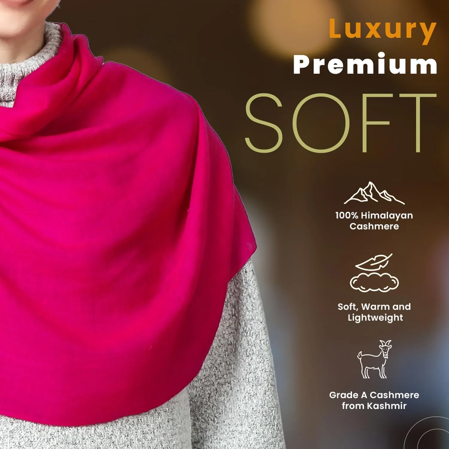 PASHWRAP 100% Himalayan Cashmere Wrap | Lightweight Cashmere Scarf | Ultra Thin Kashmiri Pashmina Shawl | Ideal For Travel