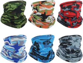 Peicees 6 PC Neck Gaiter Face Mask for Women Men Breathable Neck Gator Scarf Mask Cool Headwear Bandana Balaclava for Cycling