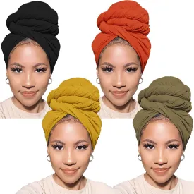 PWEOUKE Head Wraps for Black Women African Head Wrap Lightweight for Women Long Plain Turban Hair Scarf Scarves