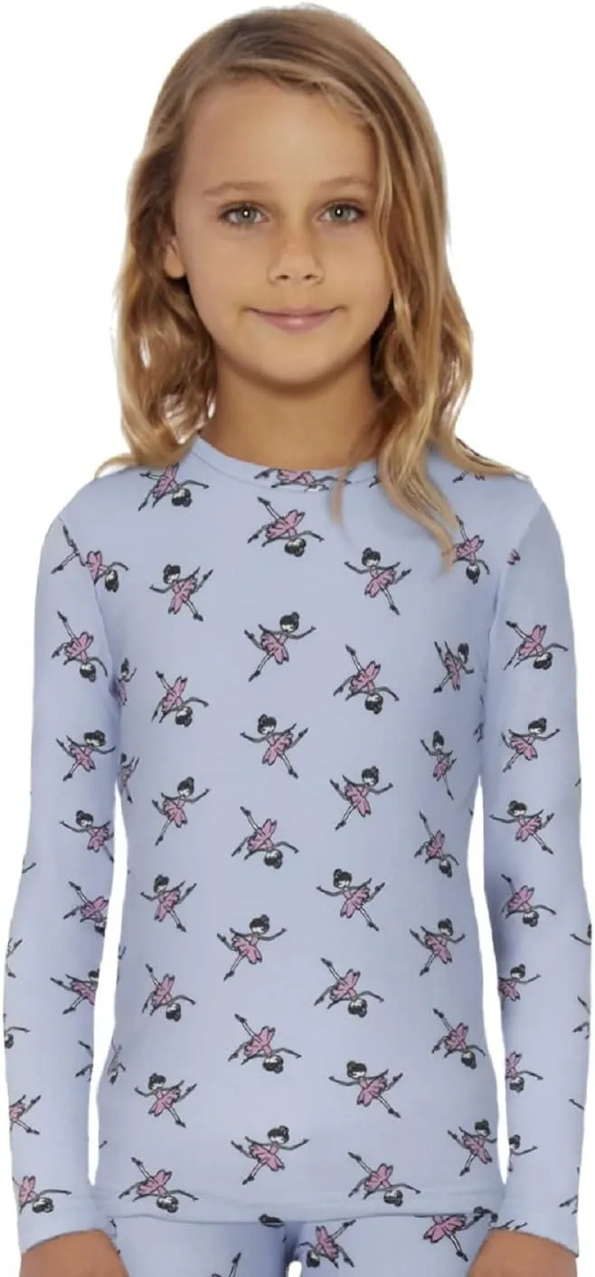 Rocky Girl's Thermal Tops Long Johns Fleece Lined Base Layer Shirt, Insulated for Outdoor Ski Warmth/Extreme Cold Pajamas