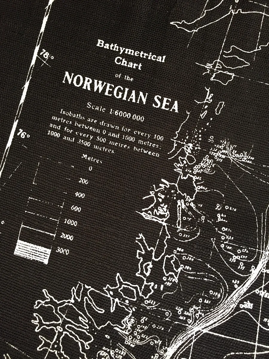 Scandinavian Waters Bamboo Scarf, Bathymetric Chart Contour Map Pashmina