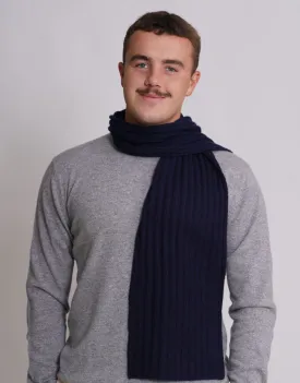 Small Rib Scarf in Nero Navy