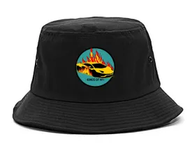 Sports Car In Flames Mens Bucket Hat