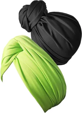 Stretch Turban Head Wrap Scarf for Women - Long Jersey Turban Wrap Tie 1 or 2
