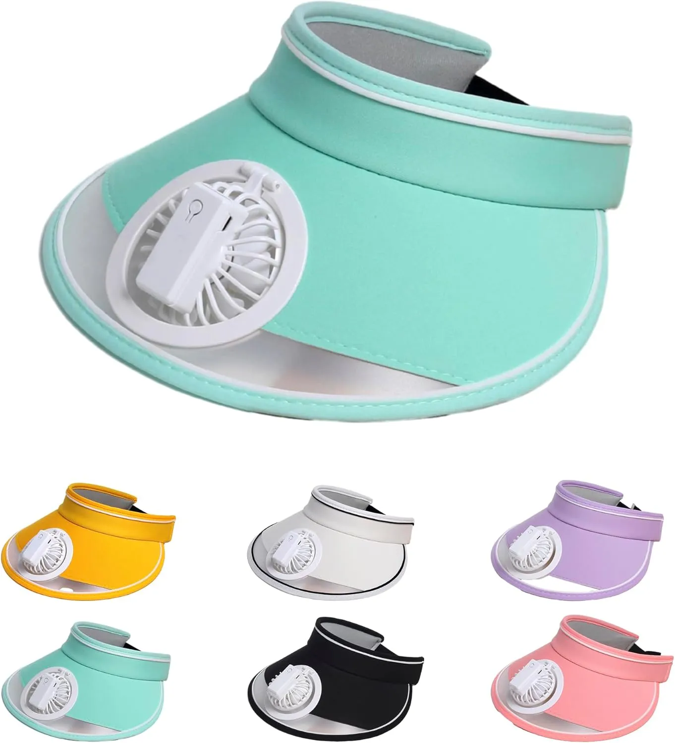 Sun Visors Hat With Fan, Rechargeable Built-in Fan Hat for Women Kids With 3 Gear Wind Speed