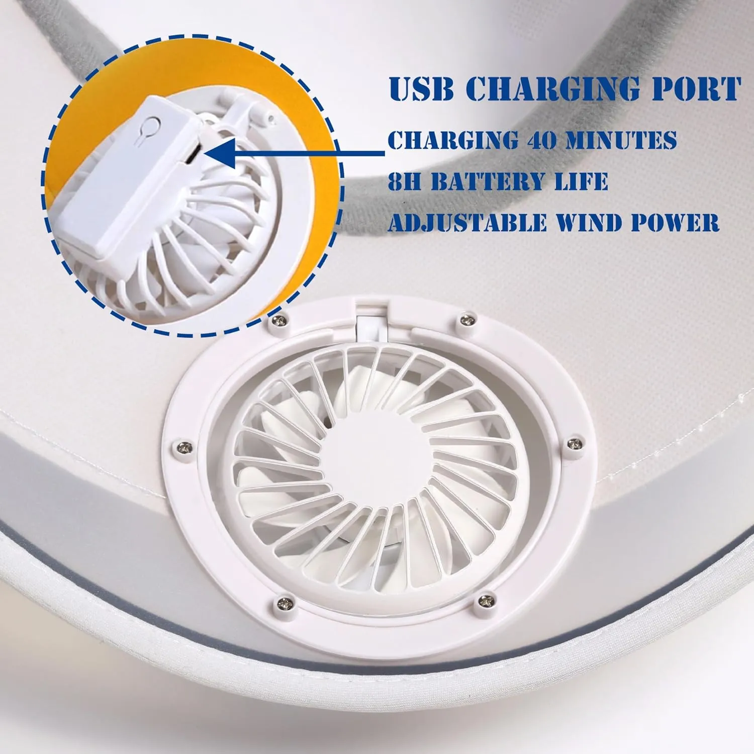 Sun Visors Hat With Fan, Rechargeable Built-in Fan Hat for Women Kids With 3 Gear Wind Speed