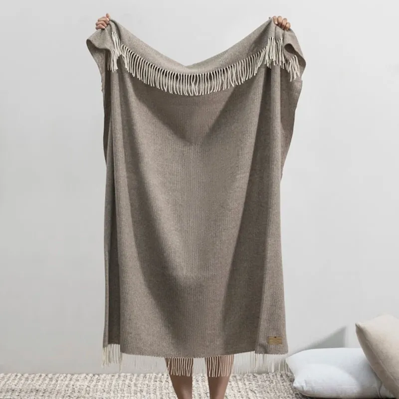 Taupe Pinstripe Cashmere Throw by Lands Downunder