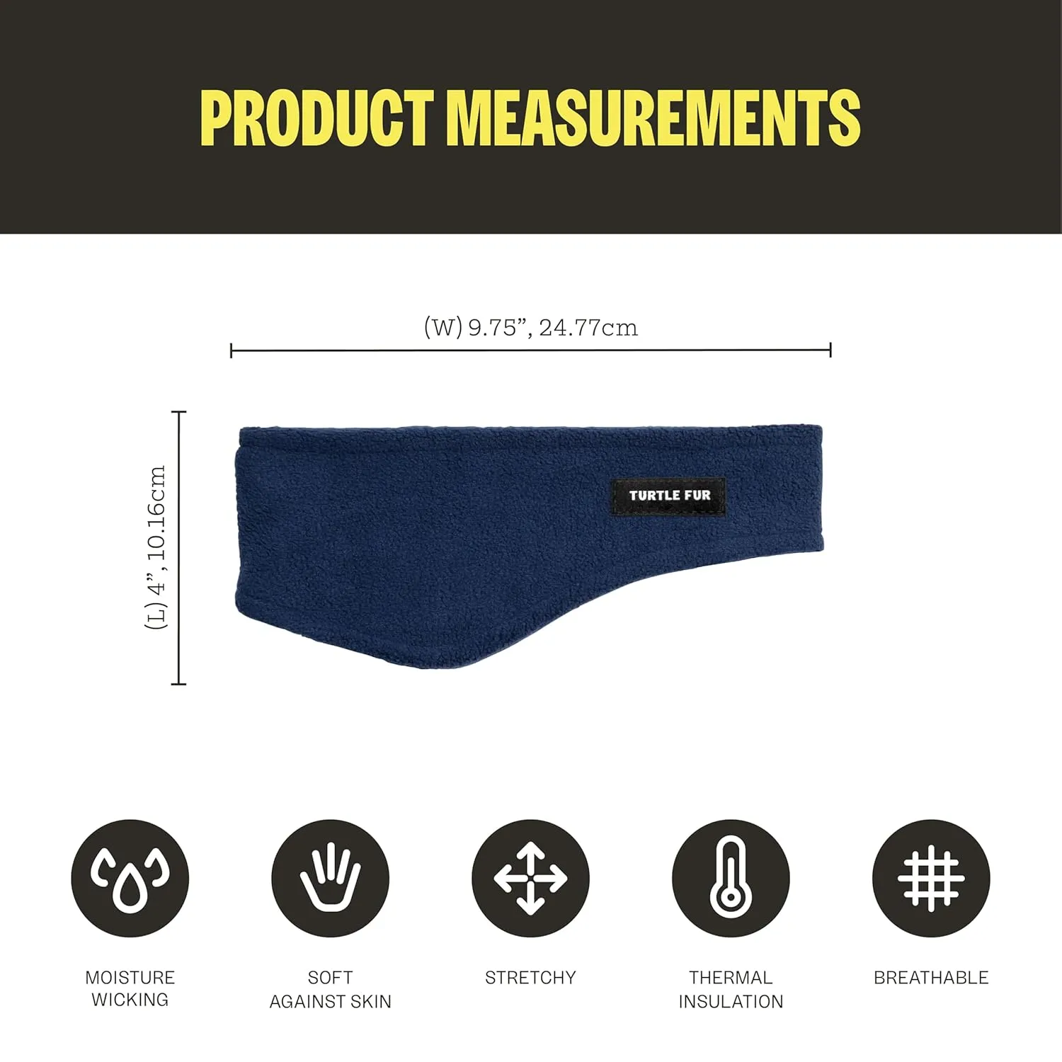 Turtle Fur Double-Layer Bang Band, Chelonia 150 Fleece Headband,Navy,One Size