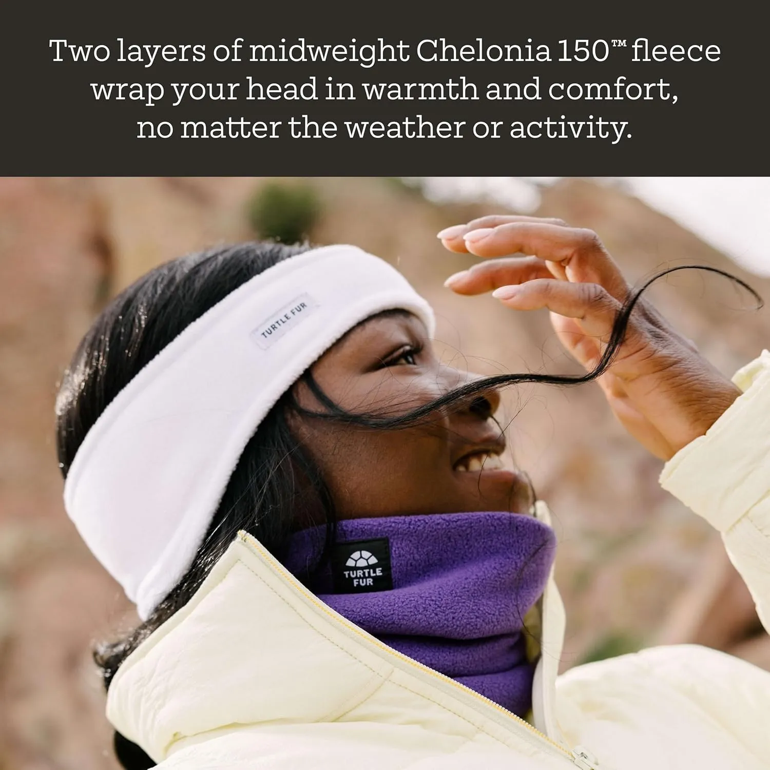 Turtle Fur Double-Layer Bang Band, Chelonia 150 Fleece Headband,Navy,One Size