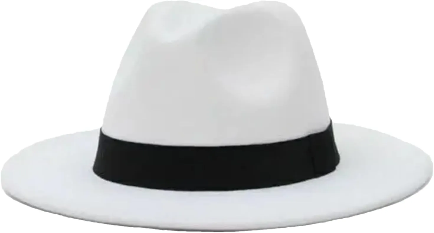 Unisex Classic Patchwork Fedora Hat - Wool-Like Jazz Trilby - Wide Brim Panama Style All-Season Beach Casual Cap
