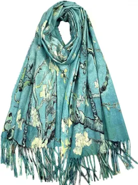 VENVSBEE Reversible Soft Cashmere Feel Scarf Large Shawl Wrap Double-side Art Print Warm Pashmina Klimt Van Gogh Gifts