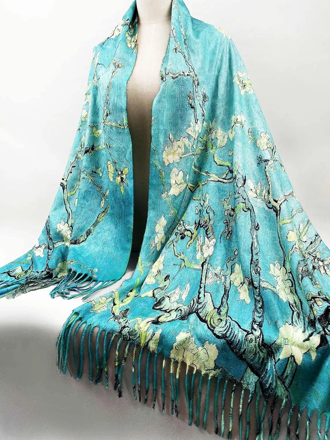 VENVSBEE Reversible Soft Cashmere Feel Scarf Large Shawl Wrap Double-side Art Print Warm Pashmina Klimt Van Gogh Gifts