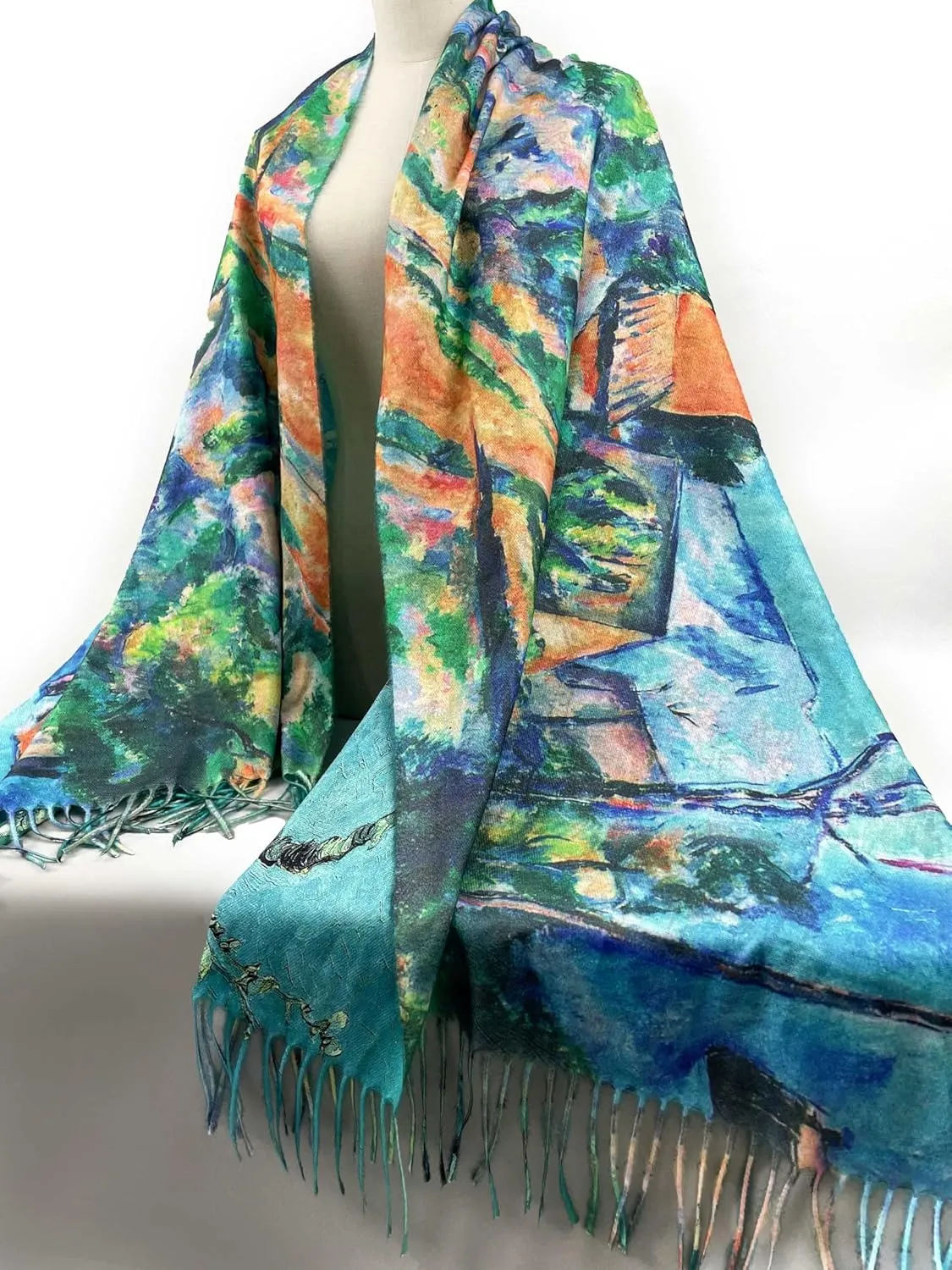 VENVSBEE Reversible Soft Cashmere Feel Scarf Large Shawl Wrap Double-side Art Print Warm Pashmina Klimt Van Gogh Gifts