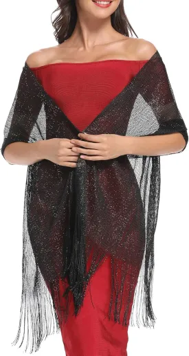 vimate Sparkling Metallic Shawls and Wraps for Evening Party/Wedding/Formal Dresses (With Free Buckle)