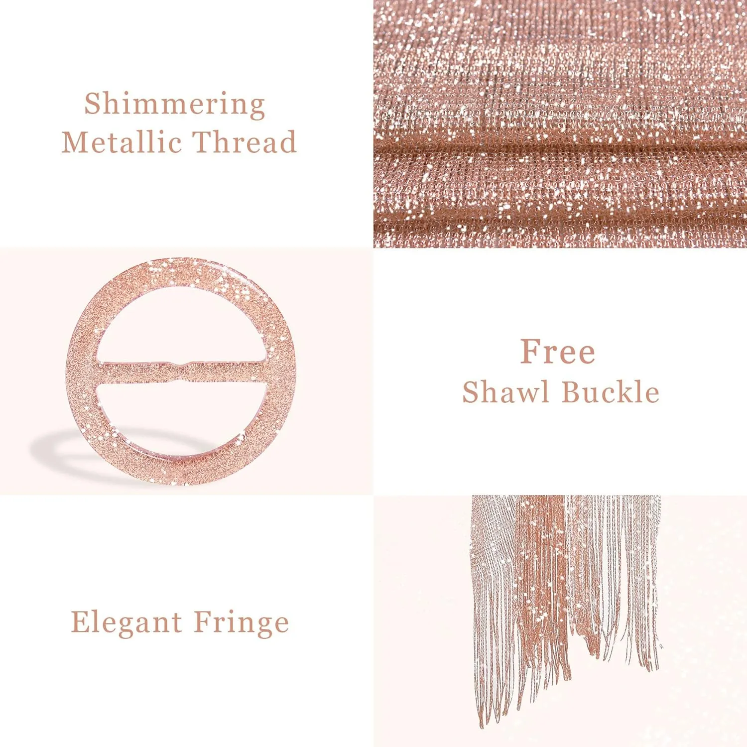 vimate Sparkling Metallic Shawls and Wraps for Evening Party/Wedding/Formal Dresses (With Free Buckle)
