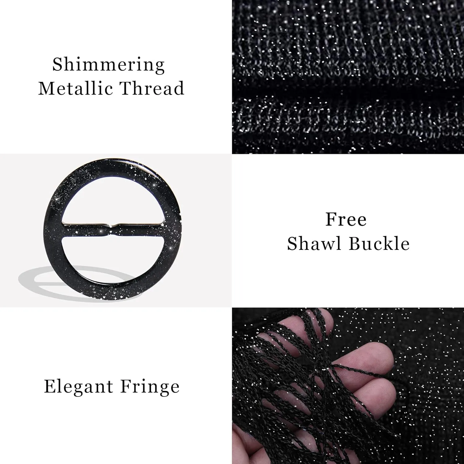 vimate Sparkling Metallic Shawls and Wraps for Evening Party/Wedding/Formal Dresses (With Free Buckle)