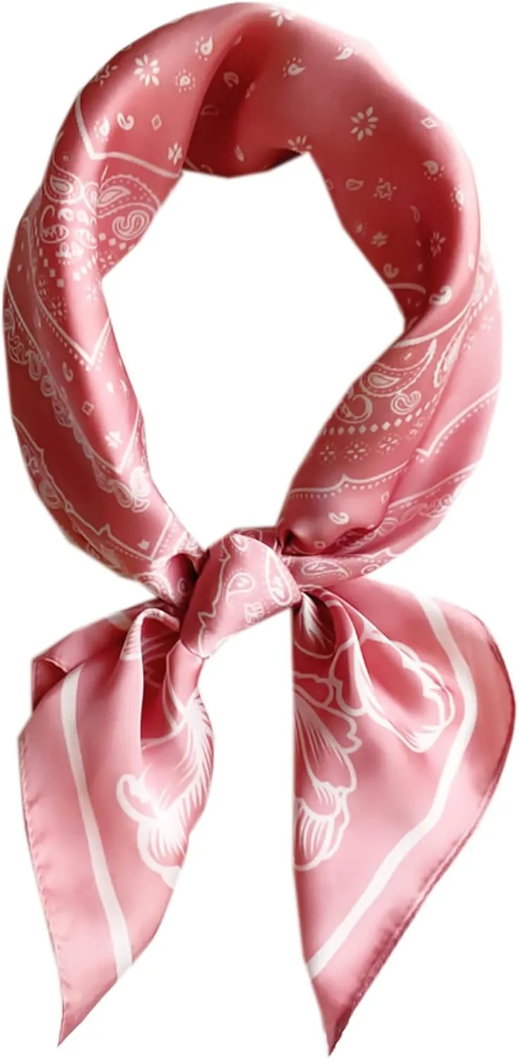 WENLOOY Square Satin Silk Feeling Hair Scarf Headscarf for Women/Men's Necktie Silk Bandanas Pocket Square