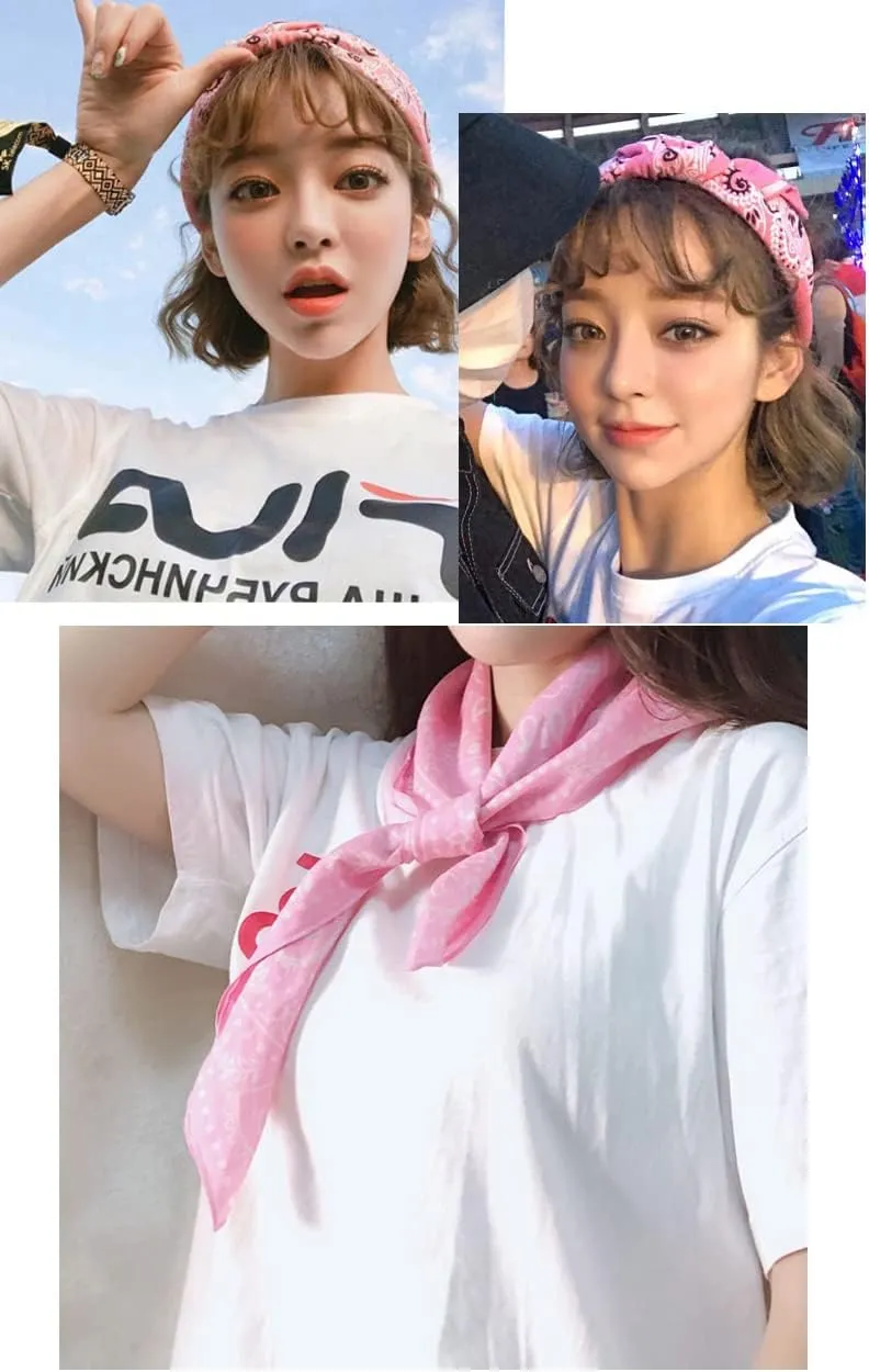 WENLOOY Square Satin Silk Feeling Hair Scarf Headscarf for Women/Men's Necktie Silk Bandanas Pocket Square