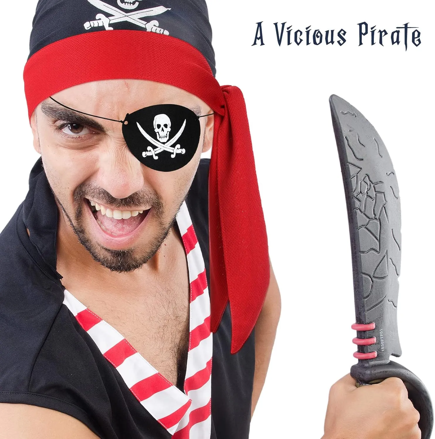Zhanmai 4 Pcs Pirate Accessories Pirate Headband Costume Party Supplies Bandana Head Scarf Eye Patches for Cosplayer