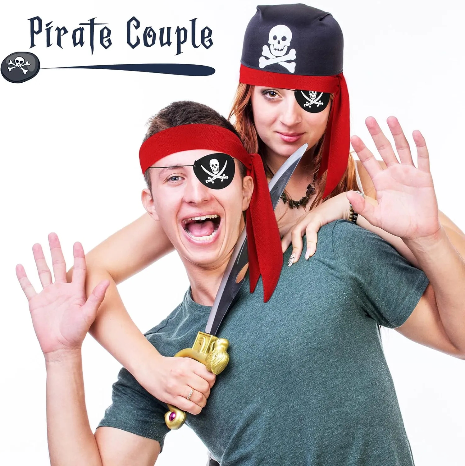 Zhanmai 4 Pcs Pirate Accessories Pirate Headband Costume Party Supplies Bandana Head Scarf Eye Patches for Cosplayer