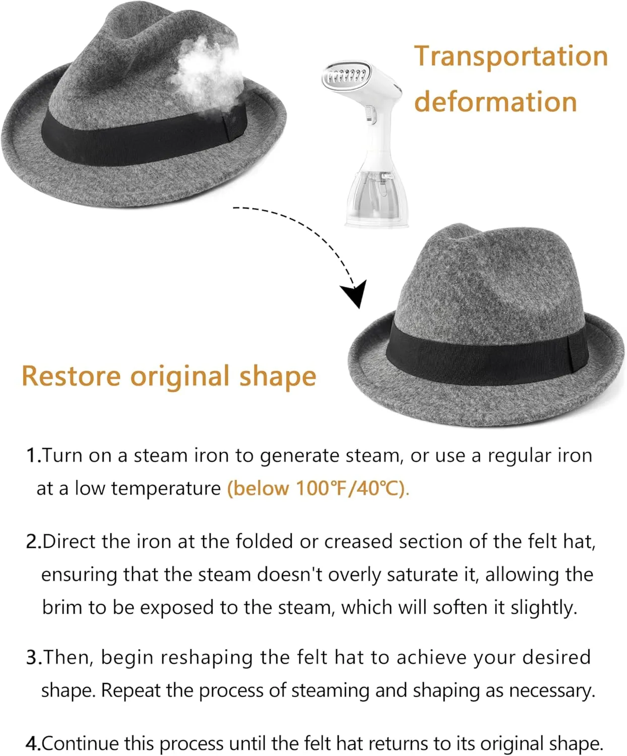 Zylioo Multi Size Felt Trilby Hats,Adjustable Size Warm Fedora Hat,Unisex Manhattan Hat,Short Brim Cuban Hat with Ribbon