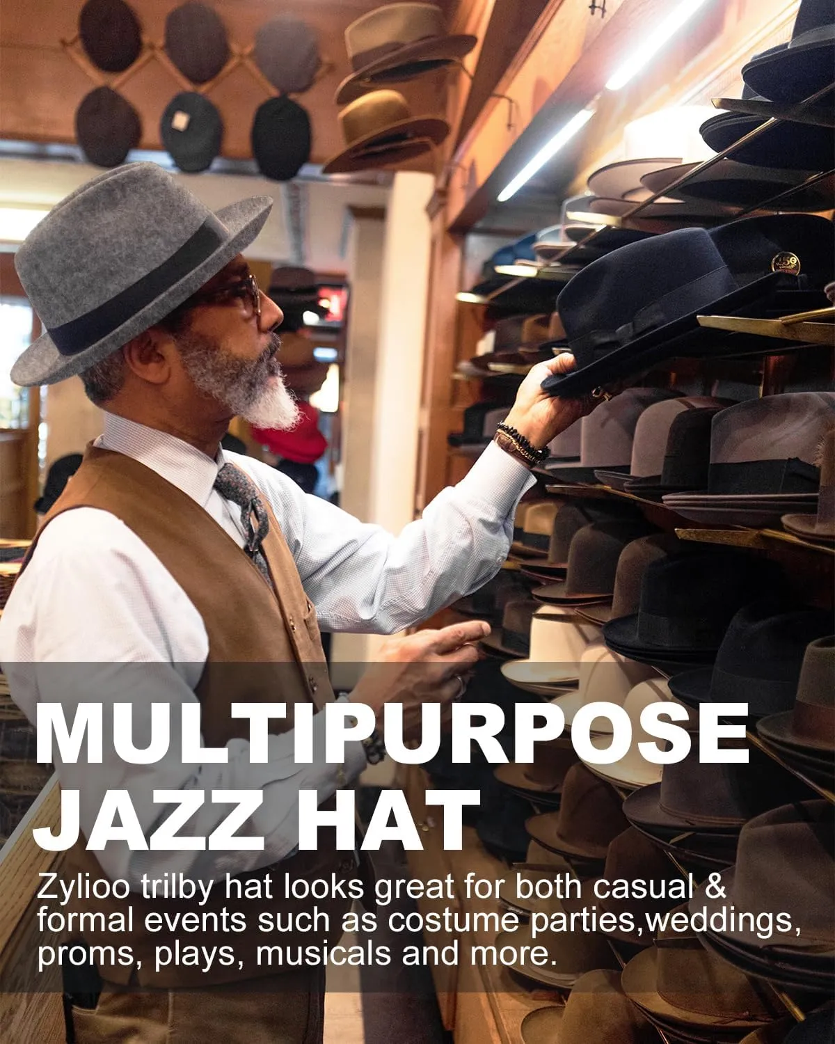 Zylioo Multi Size Felt Trilby Hats,Adjustable Size Warm Fedora Hat,Unisex Manhattan Hat,Short Brim Cuban Hat with Ribbon
