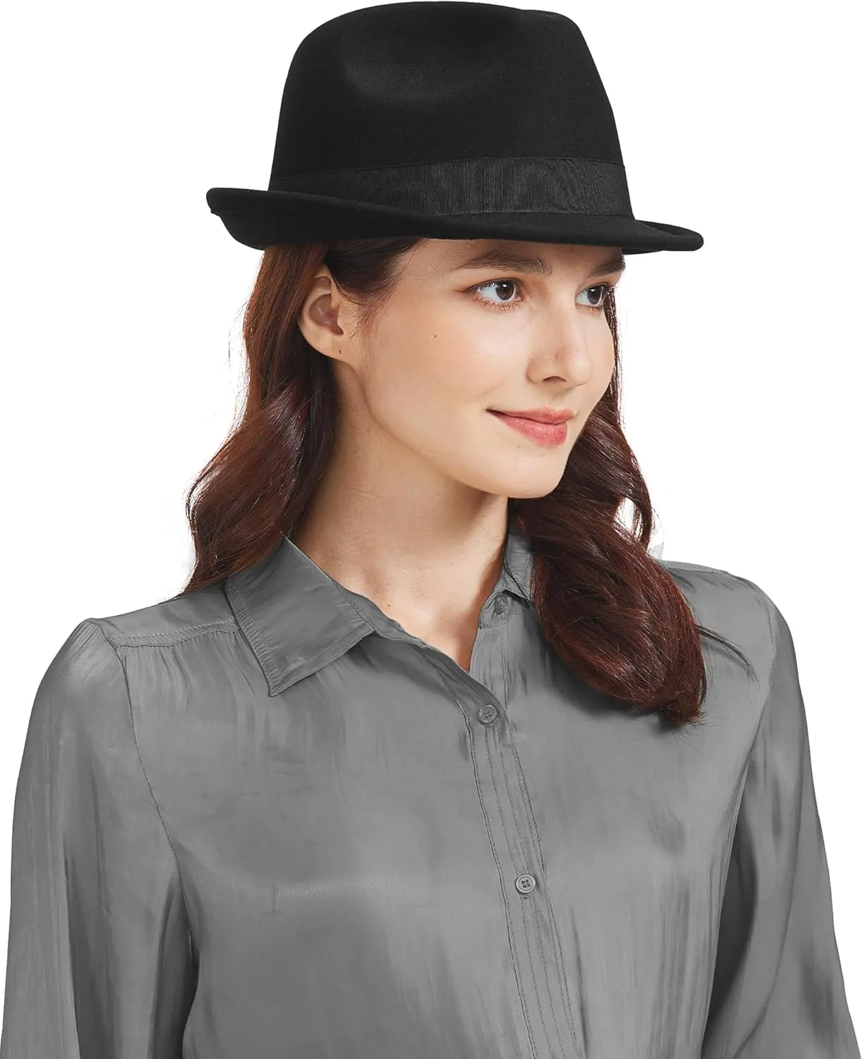 Zylioo Multi Size Felt Trilby Hats,Adjustable Size Warm Fedora Hat,Unisex Manhattan Hat,Short Brim Cuban Hat with Ribbon
