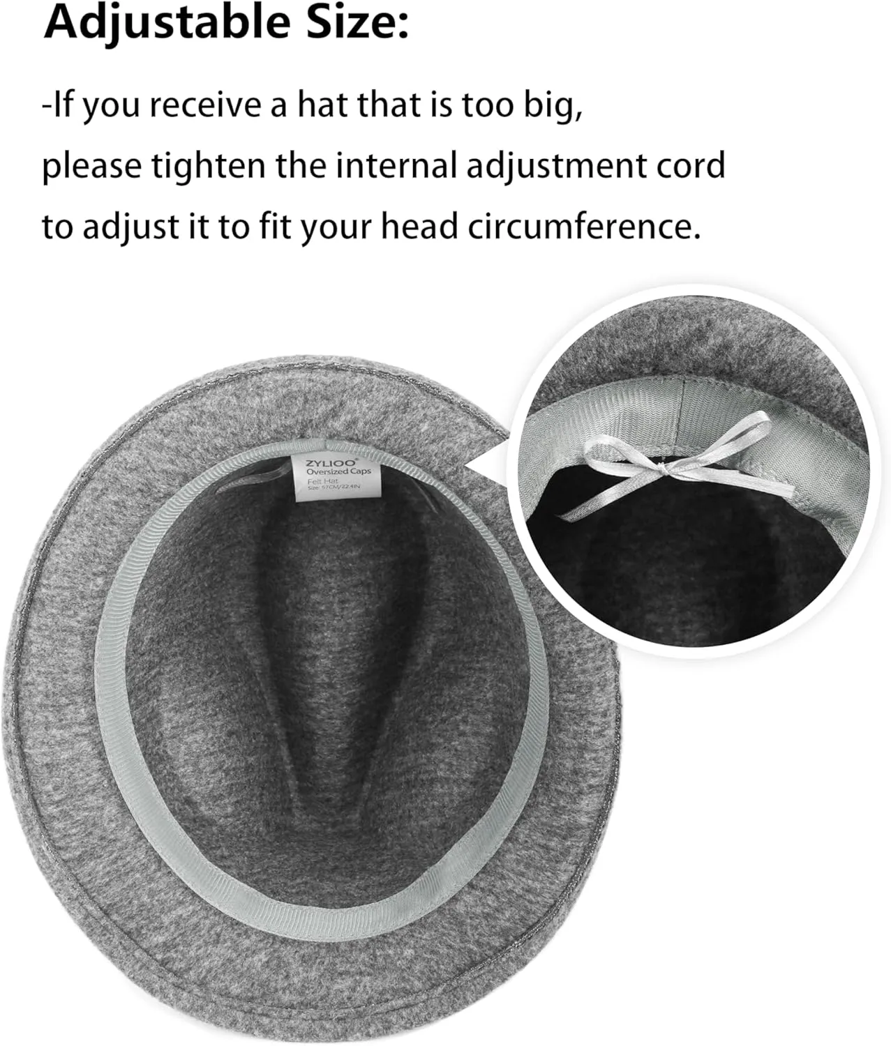 Zylioo Multi Size Felt Trilby Hats,Adjustable Size Warm Fedora Hat,Unisex Manhattan Hat,Short Brim Cuban Hat with Ribbon